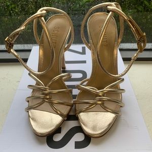 NWOT Schutz Rachel Metallic Sandal Heel